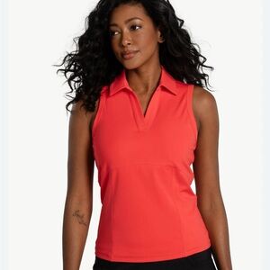 Athleta Coral Red Sleeveless Polo Tank